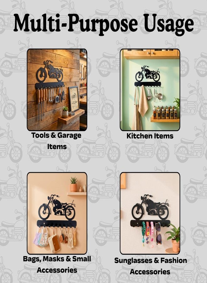 MEET DECOR Bike Metal Key Holder | Decorative Wall-Mounted Key Rack & Organizer for Entryway, Hallway, Kitchen | Sturdy Hanger for Keys & Accessories (25x15 cm, 9 Hooks) - Image 5